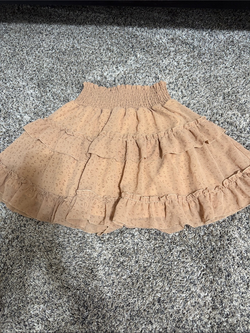 Altar'd State Beige Ruffled Smocked Circle Skirt